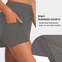 Sunzel 2 in 1 High Waist Running Shorts for Women Quick Dry Elastic Athletic Shorts with Pocket and Drawstring Workout Summer (Gray, L)