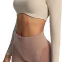 Aoxjox Long Sleeve Crop Tops for Women Define Sculpt Workout Cropped T Shirt Top (Large, 1 Mink)