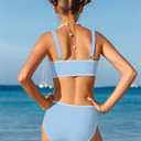 KANGKANG Girls Swimsuit Bikini Set Solid Color V-Neck Two Piece Bathing Suit with Chest Pad Adjustable Straps Swimwear 13-14Y