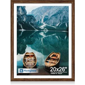 Hongkee 20x26 Picture Frame, Rustic Brown Wood Style, Wall Mounting