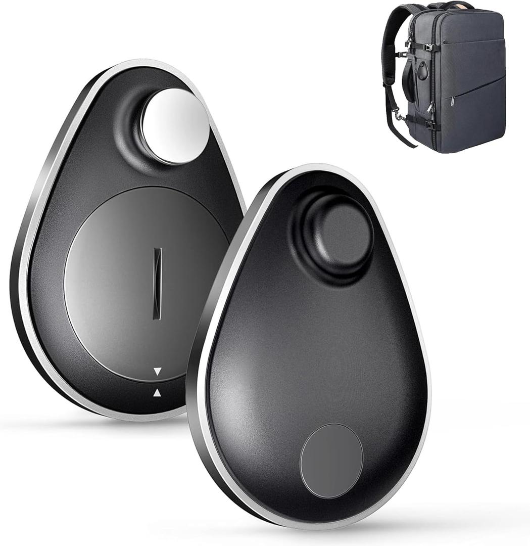Hidden GPS Tracker 2pack, Works with Apple Find My (iOS Only), Rechargeable,Finder and Item Lost Mode,Suitable for Backpack,and More,Water Resistant Black