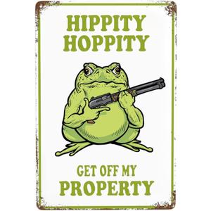 Frog Room Sign Funny Frog Bedroom Door Decor Vintage Metal Tin Signs Hippity Hoppity Get Of My Property Sign No Trespassing Signs Warning Sign Retro Frogs Wall Decor Aesthetic For Home Mushroom Decorations Room Rules Sign House Stuff Garden Bathroom Sign Decor 8 X 12 In (033)