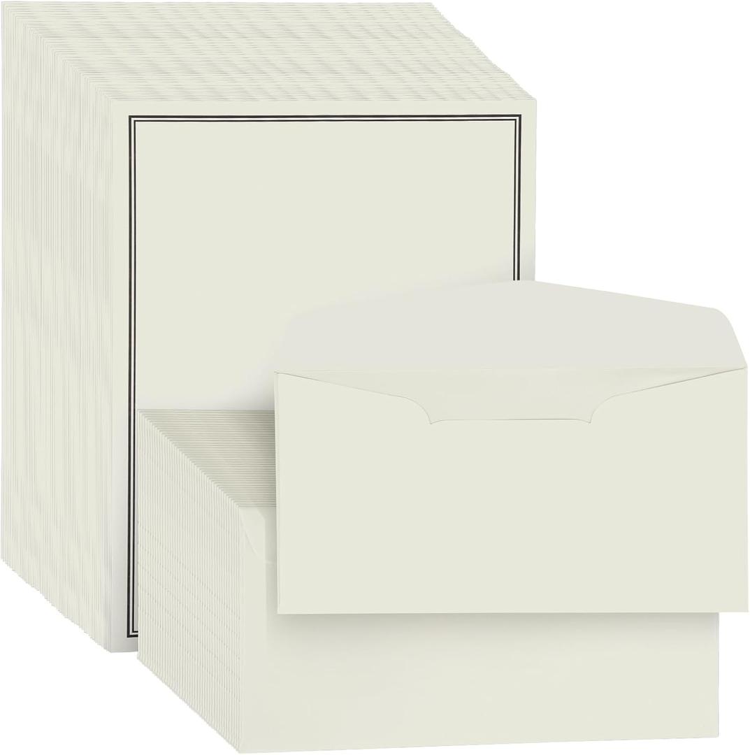 72 Pieces Stationery Set with Envelopes (48 Paper Sheets + 24 Envelopes) for Letter Writing, Black Border Design Stationery Paper Sheets and Envelope