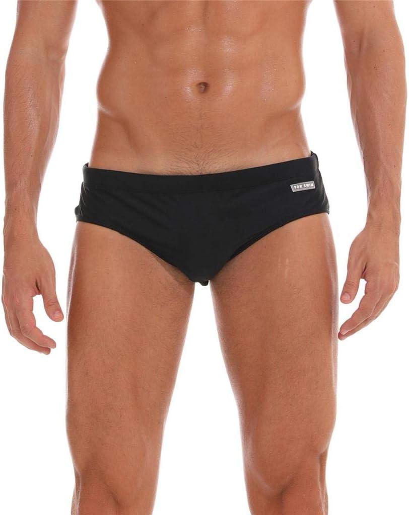 Arcweg Men's Swimming Trunks Briefs Low Waist with Removable Pad Swimwear Elastic Beach Shorts Boxers Underwear (Medium, Black)