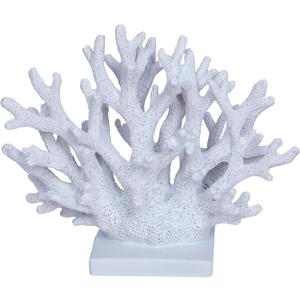 7.5"H White Coral Artificial Statue - Fake Coral Resin Sculpture - Ocean Nautical Decor for Beach Themed Home Living Room Bathroom Shelf Table