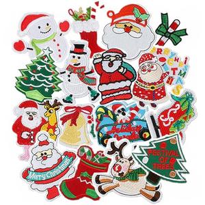 WEUOPG 16pcs Christmas Iron on Patches, Embroidered Sew Applique Repair Patch for T-Shirts Hats Backpacks Clothing, Sew On/Iron On Patch Applique for Christmas Decoration DIY Accessories