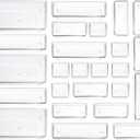 Clear Plastic Drawer Organizer Storage - 25Pcs 4 Size Desk Bathroom Kitchen Organizers and Accessories Office Organization, Vanity Stackable Drawers Bins Trays Containers Dividers Makeup Sets
