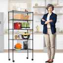 BestOffice | 5-Tier Wire Storage Shelves with Wheels | 14x30x60 | Black | Adjustable Racks | Heavy-Duty Metal Shelf, Holds Upto 220 lbs | No-Tool Assembly | Ideal for Home & Garage Shelving