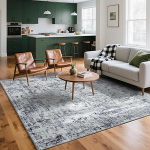 HOMORE Living Room Rug 5x7 Grey Rug for Bedroom Washable Area Rugs for Dining Room Non Slip Rugs for Kids Nursery Room Abstract Carpet for Farmhouse, Dorm, Classroom, Apartment