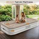 Sebor Air Mattress with Built-in Pump, Comfortable Self-Inflating Air Mattress with High-Speed Pump, Durable Blow Up Mattress Twin with Storage Bag for Guests, Camping (Khaki White, 13" Twin XL)