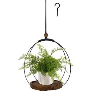 Hanging Planters for Indoor Plants,Plant Hanger with Sturdy Wood Base,Modern Boho Macrame Plant Hanger,Wall Ceiling Window Stands(Plants/Pots Not Included) (1 Pack-Circle)