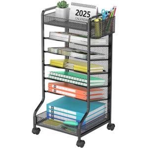 samstar Rolling File Cart,Under Desk Organizer, File Organizer beside Desk, Binder Paper Letter Storage with Wheels,for Office Supplies & Classroom Organization