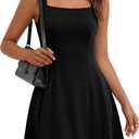 BerryGo Women's Square Neck Sleeveless Mini Dress A Line Graduation Cocktail Party Summer Short Dresses 2026 (Black, XL)