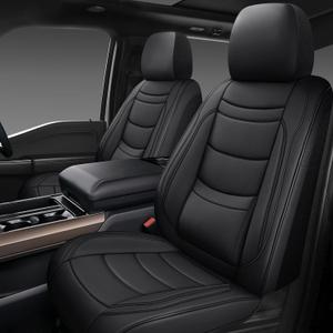 NS YOLO Faux Leather Car Seat Covers Front Pair,Universal Fit for Most Cars,SUVs and Sedans,Waterproof Luxury Leatherette Cushions, 2 Seats Protectors, Black