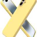 ORNARTO Compatible with iPhone 16 Plus Case 6.7, Slim Liquid Silicone 3 Layers Full Covered Soft Gel Rubber Phone Case Protective Cover 6.7 Inch, Buttercream Yellow