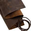 Moonster Genuine Leather Sheets for Crafts, Tooling Leather Sheet 12"x24"  Full Grain Buffalo Leather Fabric, Leather Crafting Kit, Veg Tan Leather for Leather Craft with 36" Cord  Soft Brown