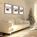Set of 3 Framed Christmas Wall Art Farmhouse Santa Claus Is Coming To Town Wall Decor Vintage Holiday Home Decor (Brown, 16x24)