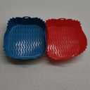 2 PCS Square Silicone Air Fryer Liners - 8 Inch Reusable Air Fryer Pot - Air Fryer Accessories - Air Fryer Inserts for 4 to 7 QT Oven Microwave Accessories (Red + Blue)