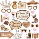 Kreatwow Martini Bachelorette Party Decorations 24Pcs Espresso Martini Party Photo Props Espresso Martini Bow Love is Brewing Bridal Shower A Bride in A Tini Bit Decor for Bachelorette Birthday (Brown)