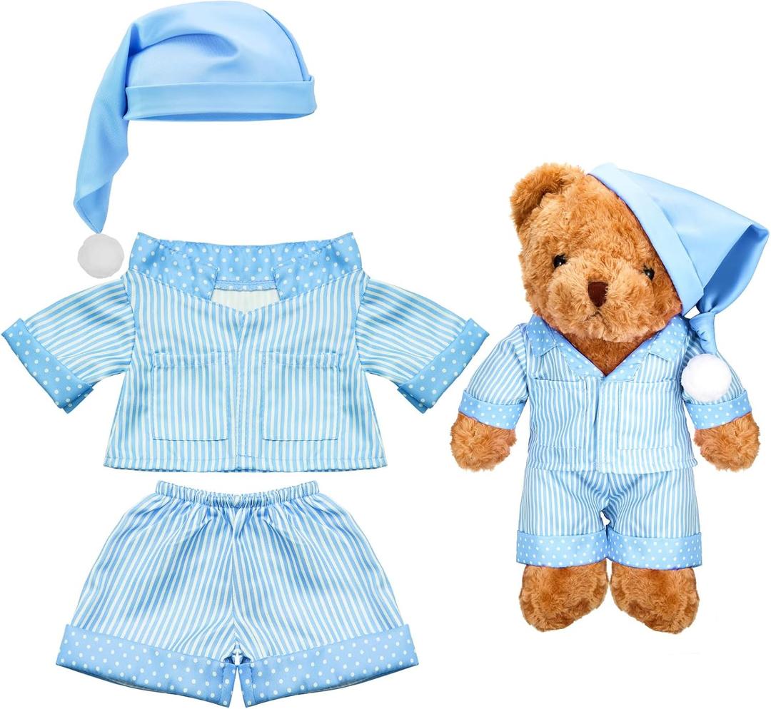 Civaner Stripe Bear Clothes Stuffed Animal Clothes 12 -16 Inch Build a Lovely Stuffed Animal Costumes and Accessories Fit, Bear is Not Included(Blue)