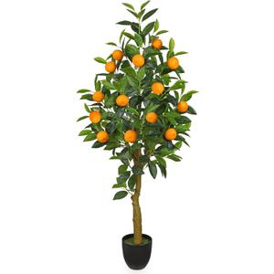 Artificial Orange Tree 4ft Fake Fruits Plant in Pot Large Fake Floor Plants Faux Trees Indoor Orange Decorations for Home Living Room Office