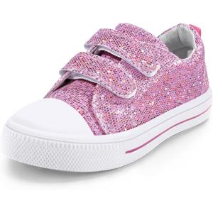 K KomForme Toddler Sneakers for Boys and Girls Dual Hook and Loops Sneakers Baby Canvas Shoes, 9T