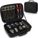Travel Jewelry Box Watch Case, 8 Slots Watch Organizer for Men Women, Hard Storage Bag with 10 Ring Holders, 4 Necklace Hooks, 4 Watch Strap, Jewelry Bracelets Carrying Case with Soft Pillow