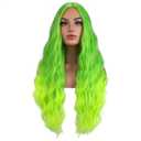 BERON Neon Green Wigs Long Wavy Wig for Women Costume Curly Ombre Green Color Girls Heat Resistant Synthetic Hair Wigs for Cosplay Party or Daily Use,Green Ombre