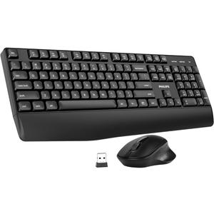 PHILIPS Wireless Keyboard and Mouse Combo-Ergonomic Keyboard and Mouse Wireless Combo,Plug n' Play,Sleep Mode and 2.4GHz Keyboard for Mac, Windows, Laptop-Black