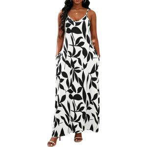 vunahzma Womens Casual Fashion Sleeveless Plus Size Loose Long Sexy Maxi Dress with Pockets (L)