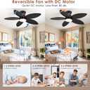 Tropical Palm Leaf RGB Ceiling Fans with Lights 46, Black Flush Mount Ceiling Fan with Light and Remote, 3CCT Dimmable LED&&Side RGB Light, Reversible 6 Speeds, Quite Low Profile Ceiling Fan Party