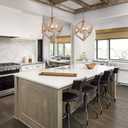 KSANA Chandeliers for Dining Room, Distressed Weathered Wood Chandelier Farmhouse 4-Light Geometric Hanging Light Fixtures for Kitchen Hallway Bedroom