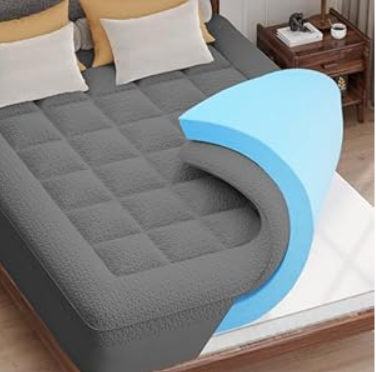 Dual Layer Memory Foam Mattress Topper - AprLeaf 3 Inch Pillow Top Mattress Topper, 2 Inch Cooling Gel Memory Foam and 1 Inch Pillow-Top Cover for Medium Support Relief Back Pain (Queen, Grey)