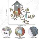 Peryiter Birds Wall Metal Decor Outdoor Art Hanging Metal Tree with Birdhouse for Living Room Tree Leaf Wall Decor for Indoor Outdoor Garden(Brown, Blue)