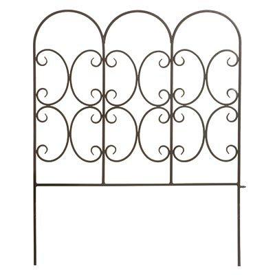 Panacea Triple Arch Border Fence, Black, 31" H, Pack of 3– Decorative Metal Garden Edging with Elegant Arches and Scrollwork, Durable Outdoor Fence with Soil Stakes for Pathways & Landscaping