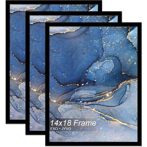 Fxojyvo 14x18 Picture Frame Set of 3, Black Frame for 14 x 18 Inch Picture Poster Photo, Light Weight and High Transparent 14 by 18 Frame for Wall - 3 Pack/Black/14 x18