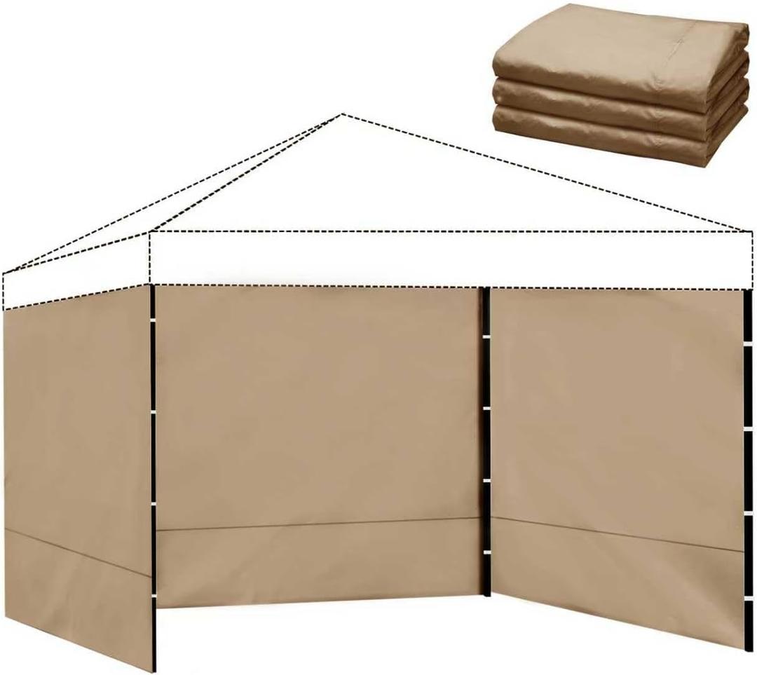 Instant Canopy Sidewalls for 10x10 Pop Up Canopy Tent, 300D Waterproof Material for Outdoor Events, Vendor Booths, and Privacy (Sidewalls Only) (Khaki, 10x10ft-3pcs)