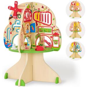 Monlurd Montessori Wooden Tree Activity Center, Sensory Table & Busy Board for Toddlers 1-3, 4-Season Learning Activity Cube for Playroom & Daycare Monlurd Montessori Wooden Tree Activity Center, Sensory Table & Busy Board for Toddlers 1-3, 4-Season Learning Activity Cube for Playroom & Daycare
