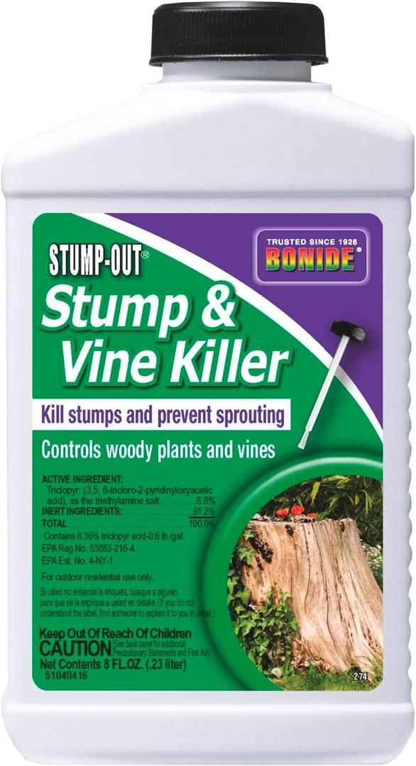 Stump-Out Stump & Vine Killer, 8 oz Concentrate with Applicator, Fast Acting Home Tree Stump Removal