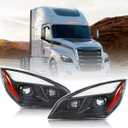 Headlights Compatible with Cascadia 2018-2023, Projector Headlamps, Pair Set, Black Housing