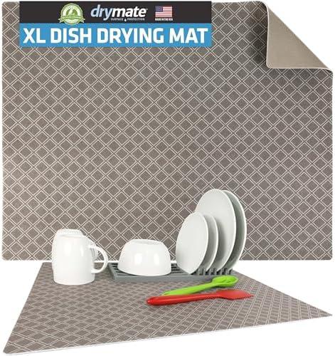 Drymate Jumbo XL Dish Drying Mat (19”x24”), Low-Profile, Super Absorbent, Quick Dry Fabric, Waterproof & Slip-Resistant, for Kitchen Counter, Trimmable, Easy to Clean (USA Made)(Taupe) Drymate Jumbo XL Dish Drying Mat (19”x24”), Low-Profile, Super Absorbent, Quick Dry Fabric, Waterproof & Slip-Resistant, for Kitchen Counter, Trimmable, Easy to Clean (USA Made)(Taupe)