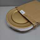 Suwimut 12 Pack Plastic Gold Charger Plates, 13 Inch Reusable Round Beaded Charger Plates, Decorative Dinner Chargers Bulk Serving Plate for Wedding, Party, Catering Event, Tabletop Decor