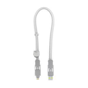 Rolling Square inCharge XL 30cm - USB C Charger Cable, Lightning for Smartphone, Universal 6 in 1, USB Plug, Glacier White, 100W