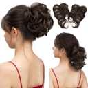 Messy Bun Hair Piece Side Comb Clip in Hair Bun Hairpiece for Women Short Natural Straight Versatile Adjustable Styles Easy Hair pieces (Dark Brown-C)
