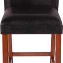 HomePop Home Decor Classic Counter Height Bar Stool, Set of 1, 29 Inch, Faux Leather Upholstered, Decorative Home Furniture, Dark Brown Faux Leather