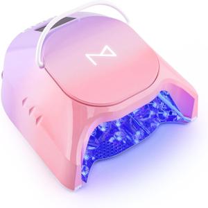 M - GlowPro Professional Hybrid 86W Wireless Rechargeable UV LED Nail Curing Lamp Cordless Nail Dryer for Gel Nails, Manicure, Pedicure (Ombre Purple) (Ombre Purple)