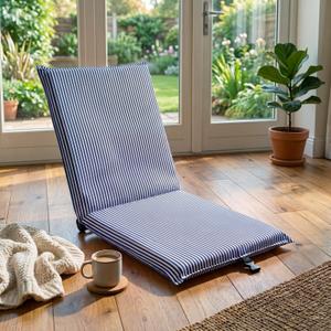 Karenhi Folding Floor Chair with Back Support Adjustable Floor Chair Portable Ground Seating for Adults Padded Sleeper Bed Couch Recliner Gaming Meditation Living Room (Deep Blue)