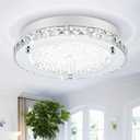 Crystal Flush Mount Ceiling Light Fixture 13.8" Hallway Lighting Fixtures Ceiling Crystal Ceiling Light Fixture Chrome for Kitchen, Bathroom, Bedroom, Closet
