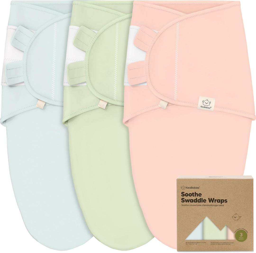 KeaBabies 3-Pack Organic Baby Swaddle Sleep Sacks - Newborn Swaddle Sack, Ergonomic Baby Swaddles 0-3 Months (Mellow)