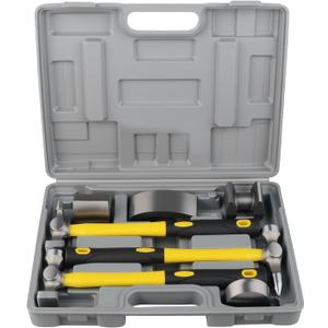 DAYUAN 7Pcs Auto Body Repair Kit, Craft Panel Beating Hammer and Dolly Set Hammer Dent Body Fender Tool